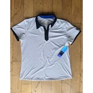 Lucky in Love Contour Zip Polo White WOMEN'S M TENNIS GOLF PICKLEBALL NWT